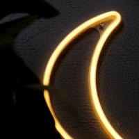 Неоновая вывеска &laquo;Полумесяц&raquo; 30 x 18.5 см, батарейки AAx3 (нет в комплекте) + USB, свечение тёплое белое