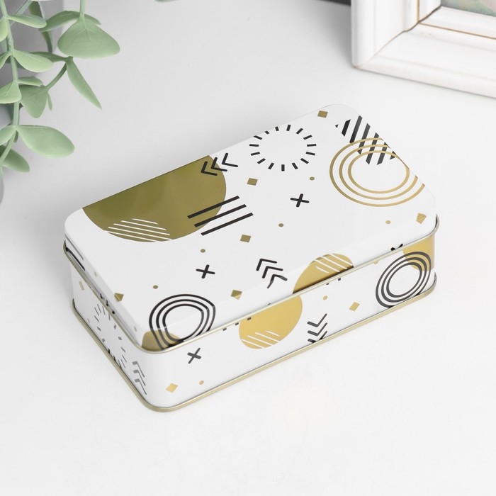 Шкатулка металл прямоугольная Шкатулка металл прямоугольная "Золотые узоры на чётном/белом" МИКС 6,5х11,5х4 см