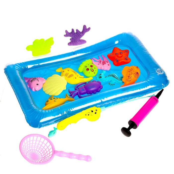 Рыбалка &laquo;Большие рыбки&raquo; 12 рыбок, бассейн, насос, удочка, сачок