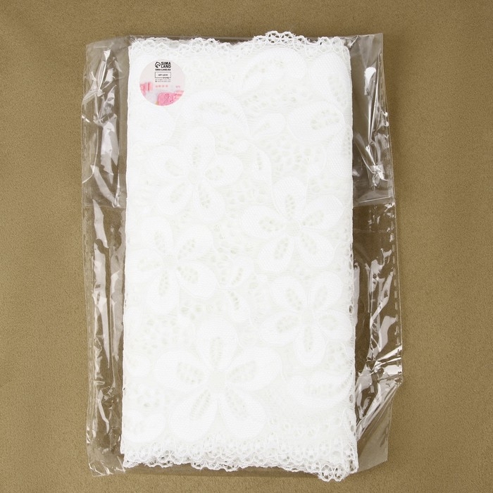 Кружевная эластичная ткань, 180 мм &times; 2,7 &plusmn; 0,5 м, цвет молочный