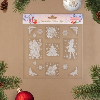 Набор наклеек новогодних "Ёлка. Дед Мороз. Снегурочка" 35 х 33 см Набор наклеек новогодних "Ёлка. Дед Мороз. Снегурочка" 35 х 33 см