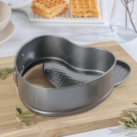 Форма для выпечки Доляна &laquo;Элин. Сердце&raquo;, 19,5&times;18&times;7 см, съёмное дно, антипригарное покрытие, цвет серый