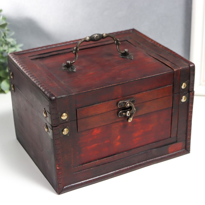 Шкатулка дерево состаренная "Рыцарский турнир" набор 2 шт 12х17,5х14,5, 15х21х17,5 см