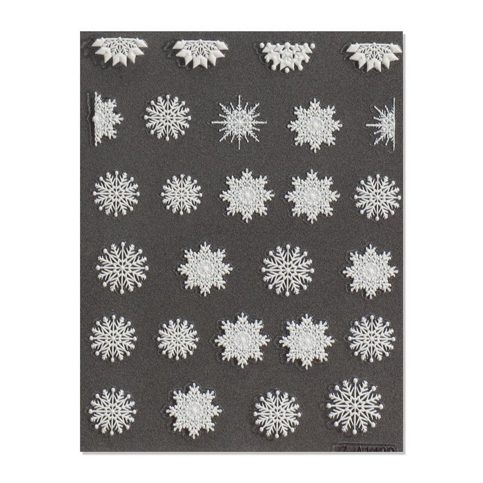 Новый год! Наклейки для ногтей &laquo;Снежинки&raquo;, объёмные, матовые, цвет белый