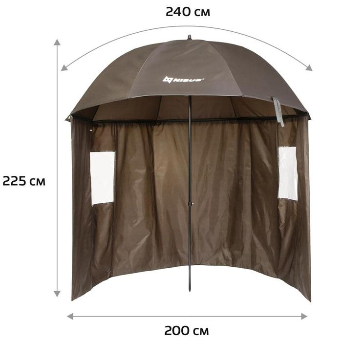 Зонт с тентом NISUS, диаметр 2.4 м, прямой, полузакрытый Зонт с тентом NISUS, диаметр 2.4 м, прямой, полузакрытый