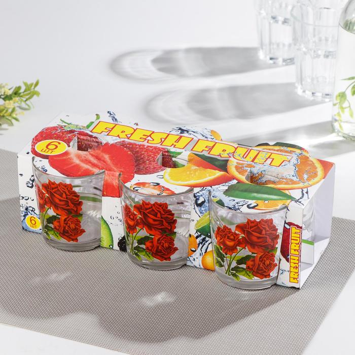 Набор стаканов для коктейля &laquo;Букеты&raquo;, 210 мл, 6 шт, рисунок МИКС