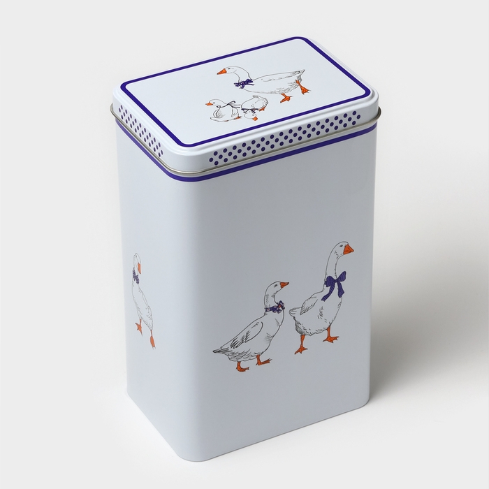 Банка для сыпучих продуктов &laquo;Гуси&raquo;,2,7 л, 13,5 х 9,5 х 21,5 см, жесть