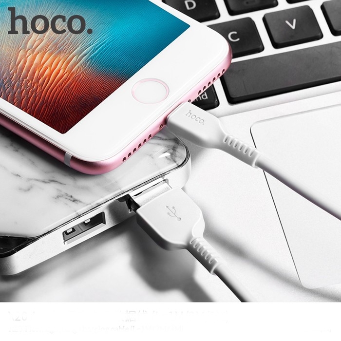 Кабель Hoco X20, Lightning - USB, 2,4 А, 1 м, PVC оплетка, белый Кабель Hoco X20, Lightning - USB, 2,4 А, 1 м, PVC оплетка, белый