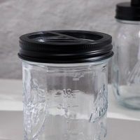 Набор аксессуаров для ванной, 4 предмета (дозатор, стакан для щёток, 2 банки), цвет чёрный Набор аксессуаров для ванной, 4 предмета (дозатор, стакан для щёток, 2 банки), цвет чёрный