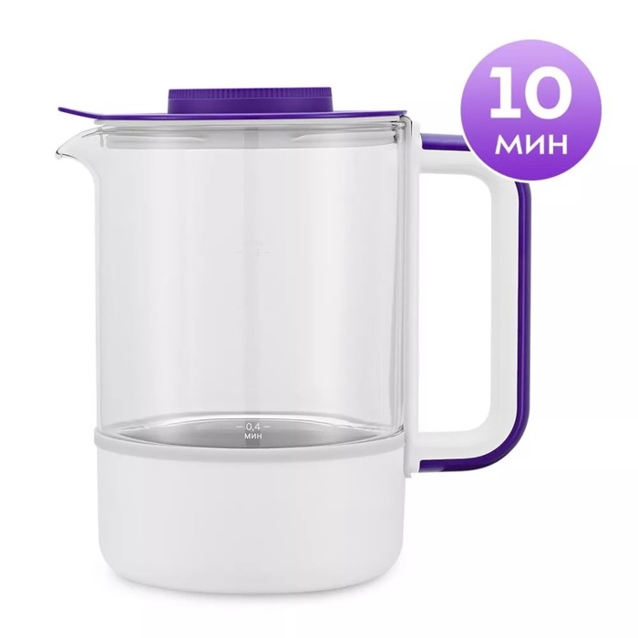 Чайник электрический Kitfort КТ-6191, стекло, 1.3 л, 800 Вт, бело-фиолетовый Чайник электрический Kitfort КТ-6191, стекло, 1.3 л, 800 Вт, бело-фиолетовый