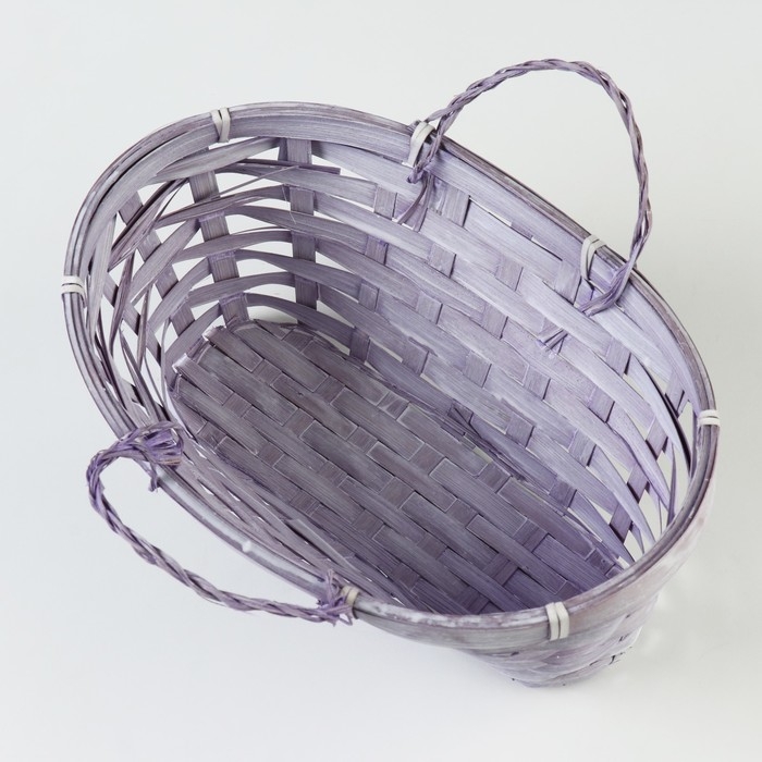 Корзина плетеная, D26 х 13 х 11 см, фиолетовая, бамбук