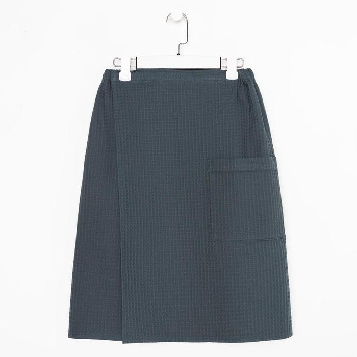 Полотенце банное Этель &laquo;Килт&raquo; с карманом 60*140 см. цв. темно-зеленый металлик, 100% хл, вафля 240 г/м2