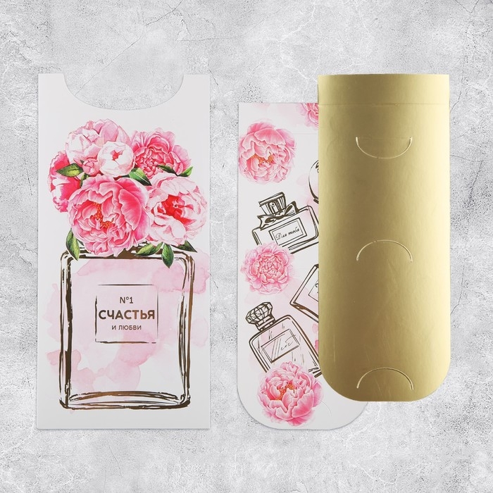 Конверт для денег &laquo;Счастье&raquo;, цветы, конгрев, тиснение 9.5 х 19.5 см