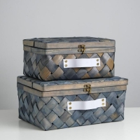 Чемоданы плетёные, 2 шт , с натуральным декором, 34.5 х 25 х 16 - 29 х 20 х 13.5 см Чемоданы плетёные, 2 шт , с натуральным декором, 34.5 х 25 х 16 - 29 х 20 х 13.5 см