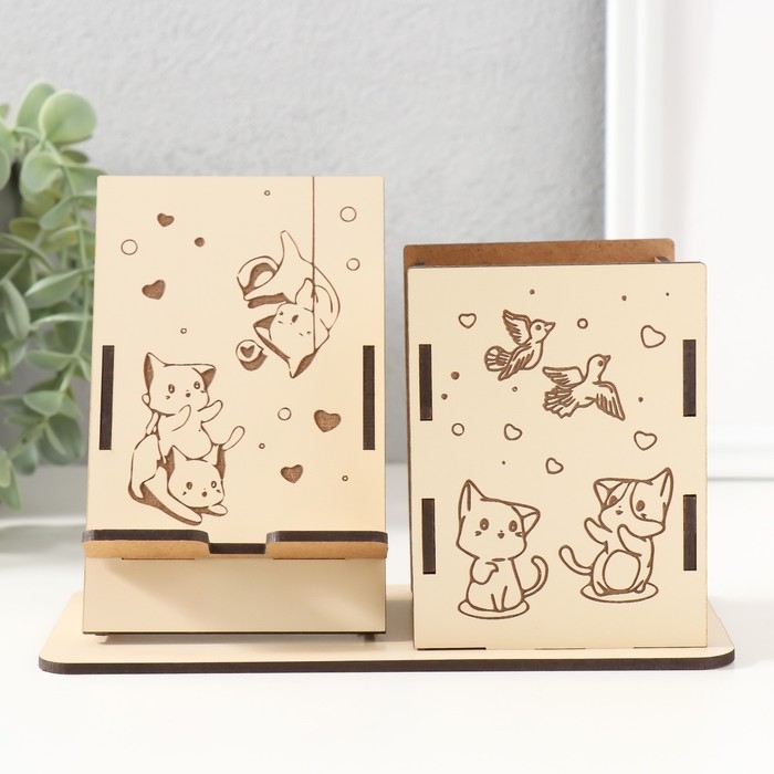 Органайзер настольный Органайзер настольный "Кошки" 18х12,5х9 см (набор 9 деталей)