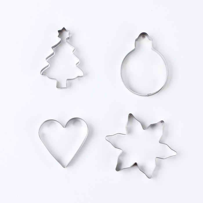 Новый год. Набор форм для печенья &laquo;Волшебные петельки&raquo;, металл, 4 шт