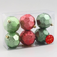 Набор шаров пластик d-8 см, 6 шт "Шерил" зелёный красный Набор шаров пластик d-8 см, 6 шт "Шерил" зелёный красный