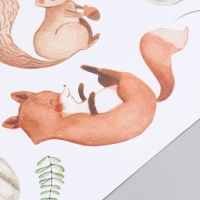 Наклейка пластик интерьерная цветная "Зверята в осенний сезон" набор 2 листа 30х84 см