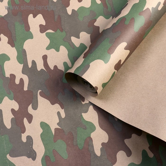 Бумага упаковочная крафт "Камуфляж Лес", 70 г/м&sup2; ,0,7 х 10 м