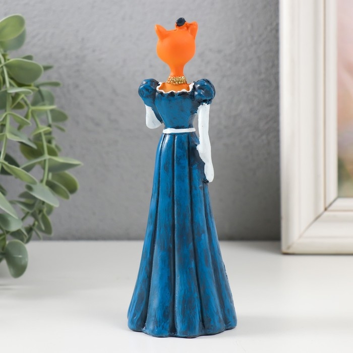 Сувенир полистоун "Леди кошка в синем платье"