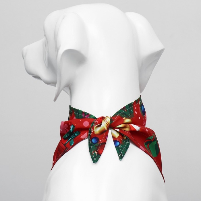 Новый год. Бандана для животных Новый год. Бандана для животных "Дед Мороз", размер L (ОШ до 62 см)