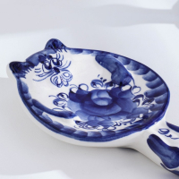 Подставка под ложку &laquo;Кот&raquo;, гжель