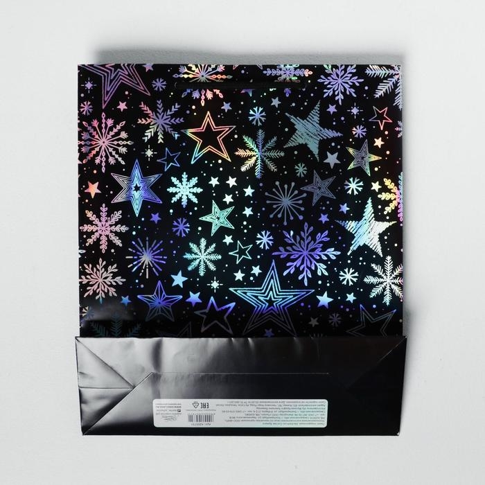 Пакет голографический вертикальный &laquo;Волшебного Нового года&raquo;, M 26 x 30 х 9 см , Новый год