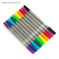 Фломастеры, 10 цветов, двухсторонние, круглый наконечник 2 мм/5 мм, вентилируемый колпачок, блистер Фломастеры, 10 цветов, двухсторонние, круглый наконечник 2 мм/5 мм, вентилируемый колпачок, блистер