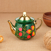 Набор &laquo;Маки на зелёном&raquo;, жёлудь, 3 предмета, самовар 3 л, заварочный чайник 0,7 л, поднос