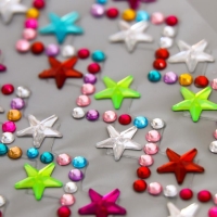 Наклейка стразы "Зигзаг и звёзды" МИКС 31,5х11 см