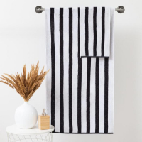 Полотенце махровое Этель ЧБ &laquo;Полоски&raquo;, пестроткань, 70х130 см
