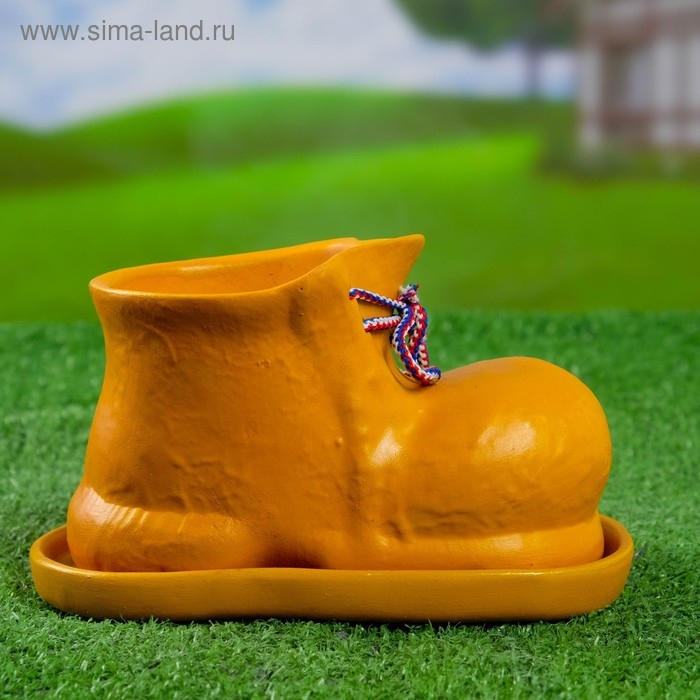 Фигурное кашпо "Башмак" жёлтый 10*19см 204