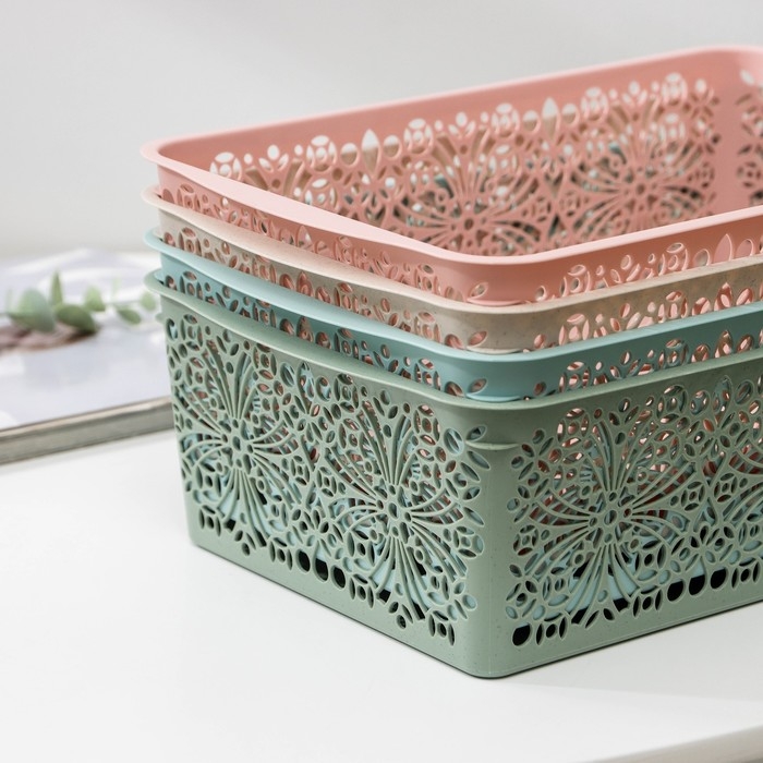Корзина для хранения Floral, 30&times;19.5&times;9.5 см, цвет МИКС
