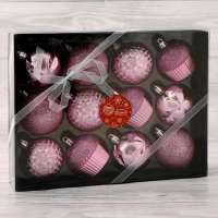 Набор украшений пластик 12 шт "Глэдис пироженки" d-6 см, розовый