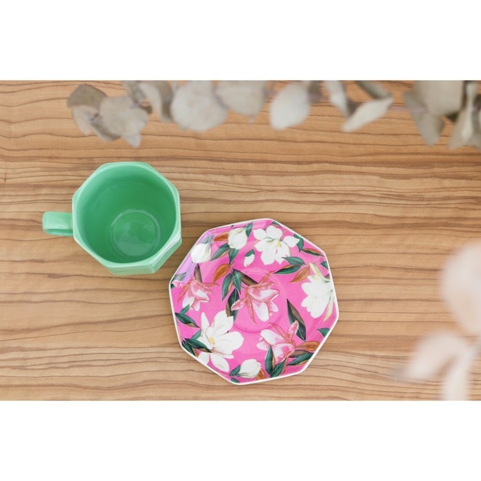 Чайная пара «Цветы», кружка 200 мл, блюдце 13 см Чайная пара «Цветы», кружка 200 мл, блюдце 13 см