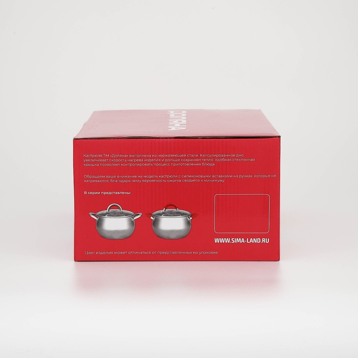 Кастрюля из нержавеющей стали Доляна &laquo;Гиперион&raquo;, 3,5 л, d=20 см, с крышкой