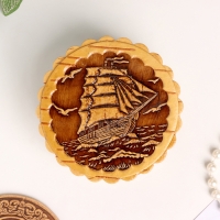 Шкатулка "Парусник", большая, 100 х 40 мм, береста