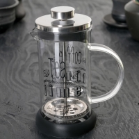 Чайник заварочный френч - пресс &laquo;Келли&raquo;, 350 мл, стекло, цвет чёрный, рисунок МИКС