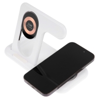 Беспроводное зарядное устройство 3 в 1 Y36, 15 W, складная, подсветка, USB, Type-C, белая Беспроводное зарядное устройство 3 в 1 Y36, 15 W, складная, подсветка, USB, Type-C, белая