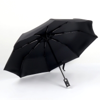 Зонт автоматический &laquo;Однотонный&raquo;, с фонариком, 3 сложения, 8 спиц, R = 47/55 см, D = 110 см, цвет чёрный