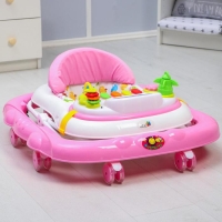 Ходунки &laquo;Улыбка&raquo;, 8 силик. колес, съемная панель, муз., свет, игрушки, розовый