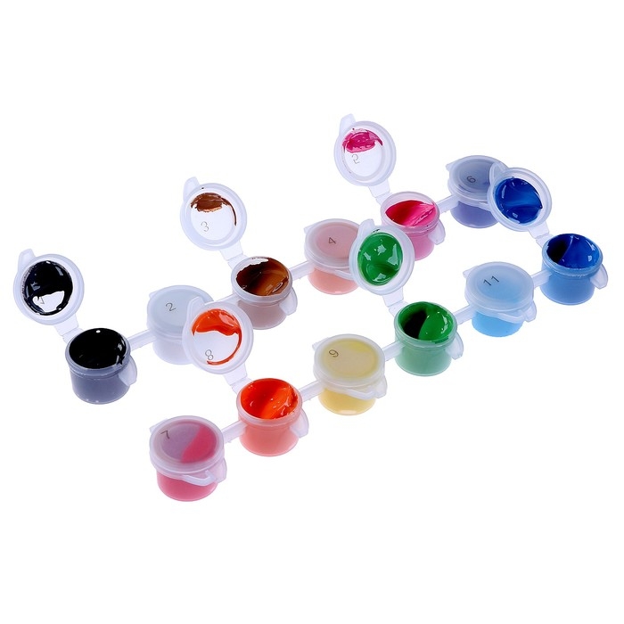 Набор акриловых красок &laquo;&lrm;Яркость цветов&raquo;&lrm;, 12 цветов