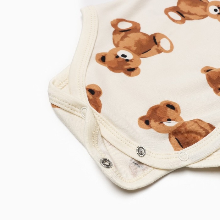 Боди с длинным рукавом Крошка Я "Медвежата", рост 68-74, бежевый