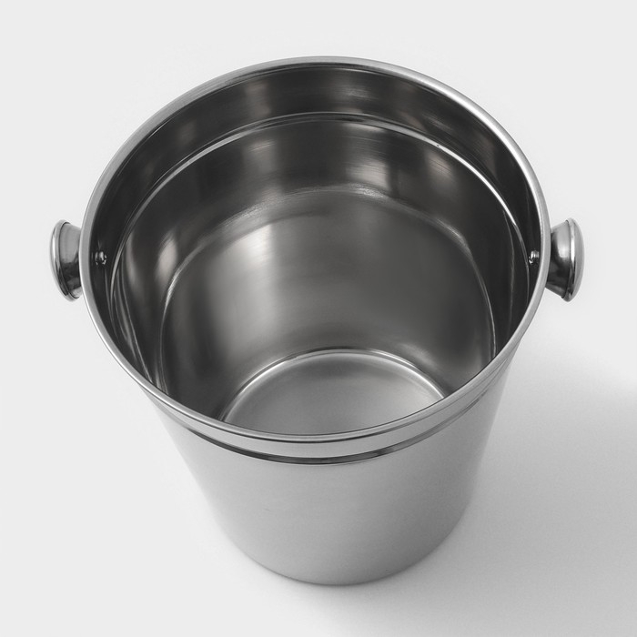 Ведро для льда из нержавеющей стали Доляна, 4,5 л, 20,5×20,5 см, цвет хромированный Ведро для льда из нержавеющей стали Доляна, 4,5 л, 20,5×20,5 см, цвет хромированный