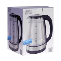Чайник электрический GOODHELPER KPG-1800, пластик, колба стекло, 1.8 л, 1500 Вт, серо-чёрный 1067812 Чайник электрический GOODHELPER KPG-1800, пластик, колба стекло, 1.8 л, 1500 Вт, серо-чёрный 1067812