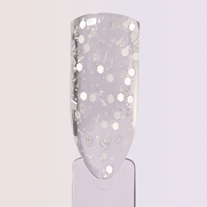 Гель для наращивания, с блёстками, 3-х фазный, 15 гр, LED/UV, прозрачный, белый Гель для наращивания, с блёстками, 3-х фазный, 15 гр, LED/UV, прозрачный, белый