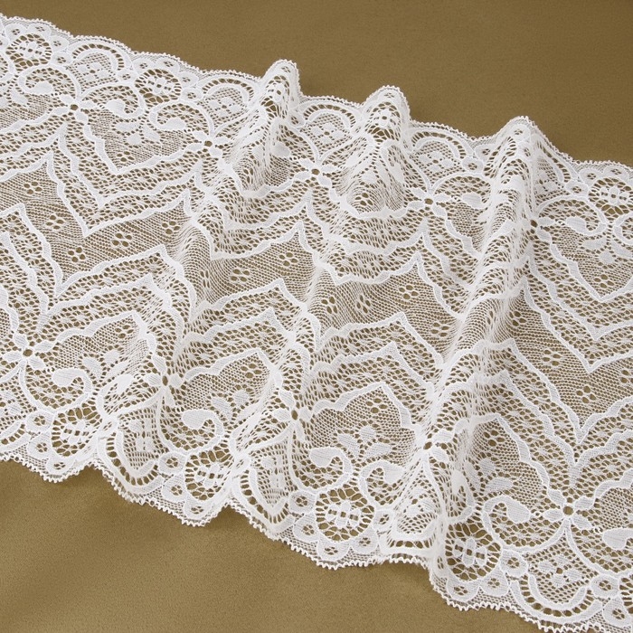 Кружевная эластичная ткань, 210 мм &times; 2,7 &plusmn; 0,5 м, цвет белый
