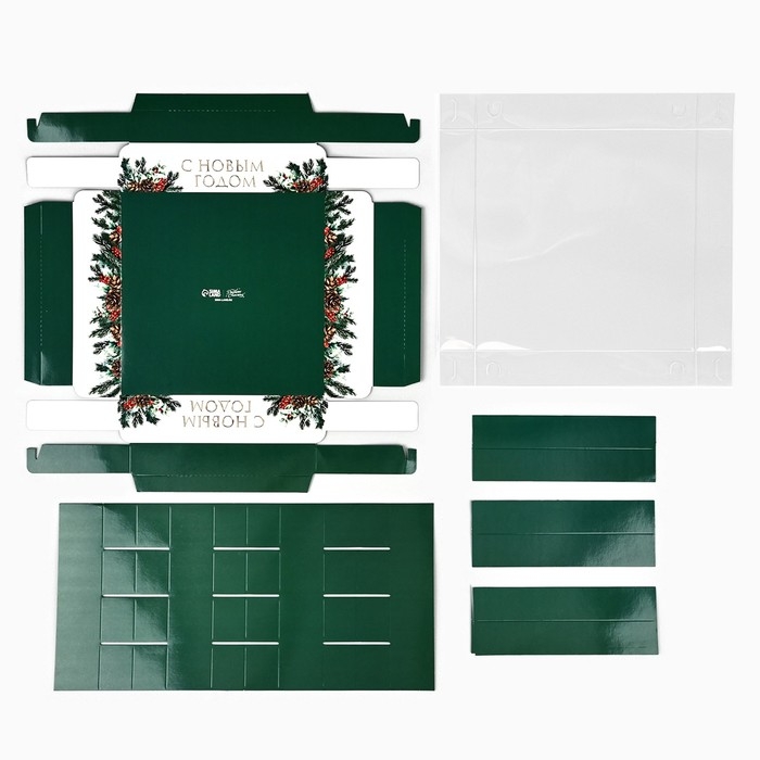 Коробка под 16 конфет с ячейками «Новогодняя ботаника», 19 х 19 х 3 см, Новый год Коробка под 16 конфет с ячейками «Новогодняя ботаника», 19 х 19 х 3 см, Новый год