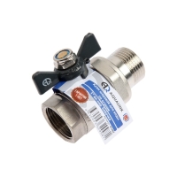 Кран шаровой AQUALINK, PN 50, внутренняя/наружная резьба 1", сгон, прямой, бабочка, никелир Кран шаровой AQUALINK, PN 50, внутренняя/наружная резьба 1", сгон, прямой, бабочка, никелир