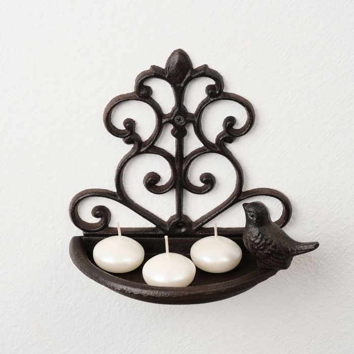 Сувенир металл подставка настенная "Птенчик и узоры" 17,5х18х10 см